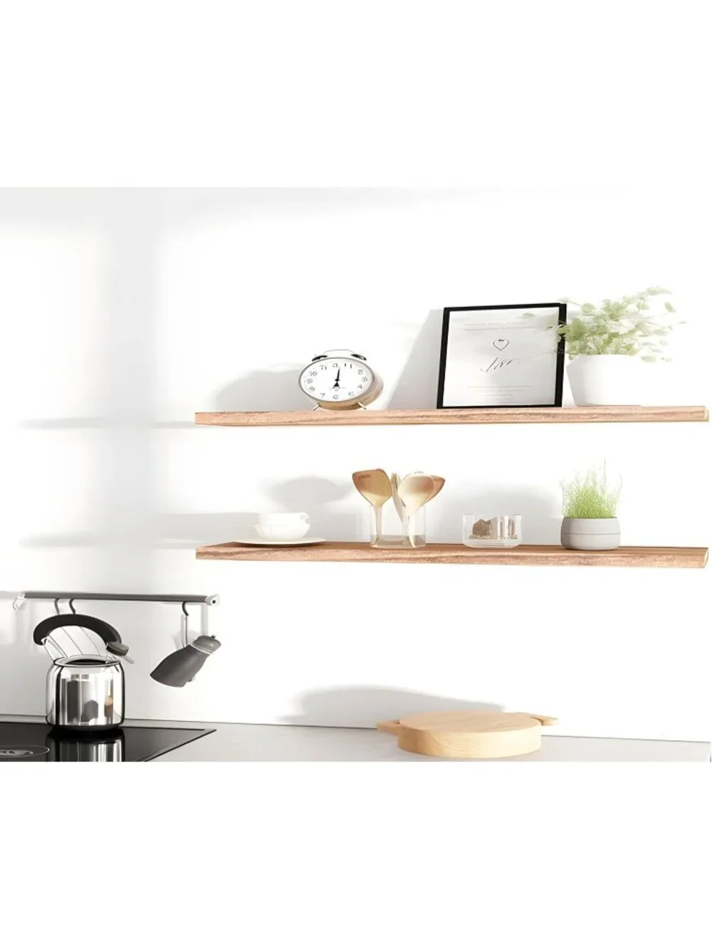 New Set of 4 Rustic Wood Floating Shelves for Wall Decoration for Home - 48In